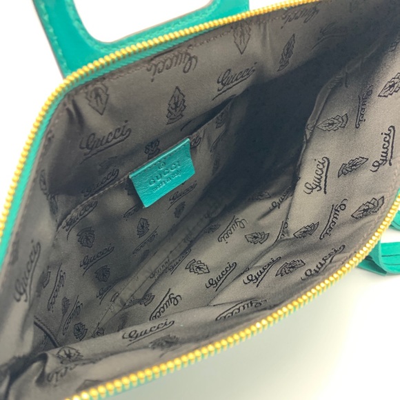 Gucci Turquoise Lucy Fold Over Clutch with Bamboo - Picture 3 of 8